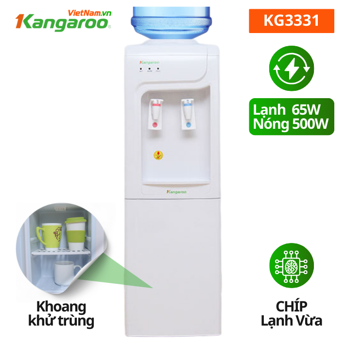 Cây nước nóng lạnh KG3331, Chíp, Có tủ khử trùng