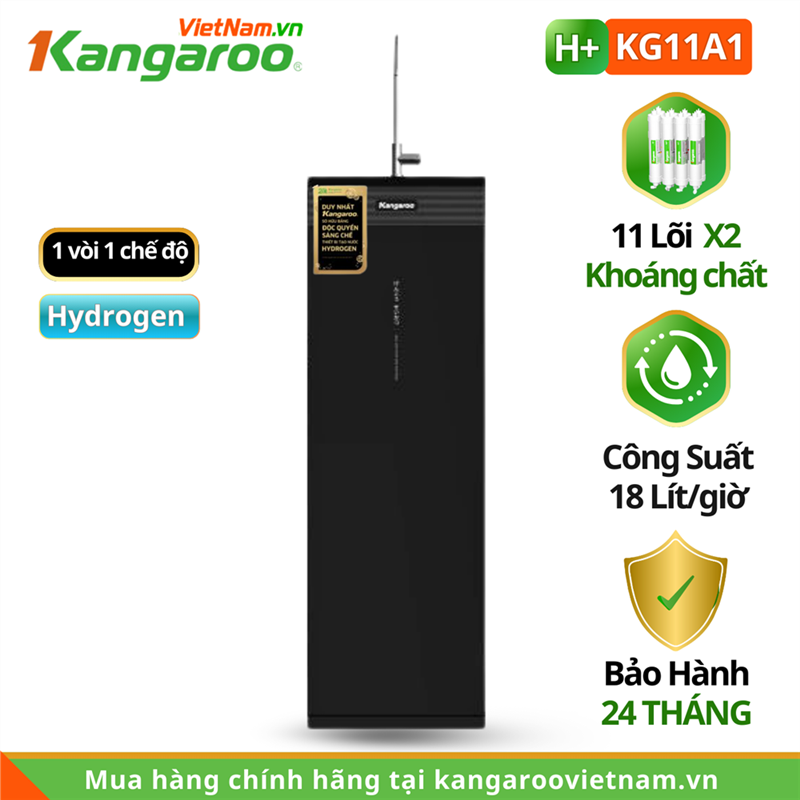 Máy lọc nước Kangaroo Hydrogen KG11A1, 11 lõi, slim nhỏ gọn