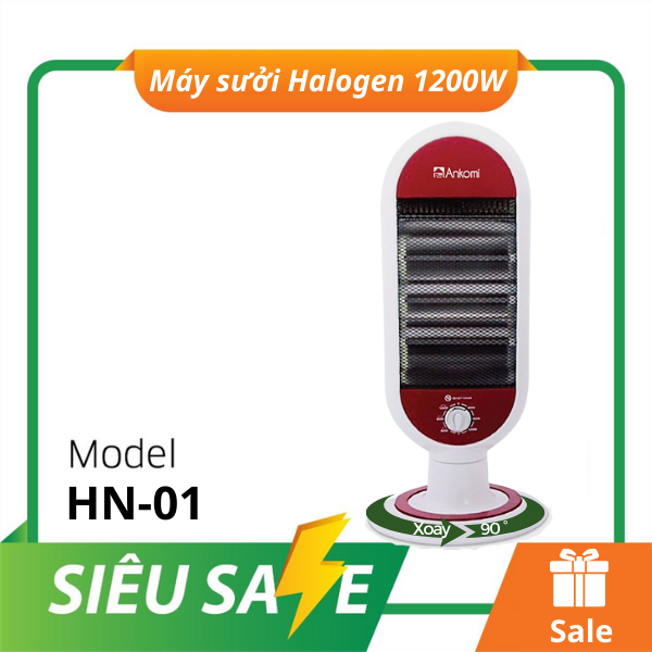 Máy sưởi halogen 1200W Ankomi, xoay 90 độ, bảo hành lỗi 1 đổi 1