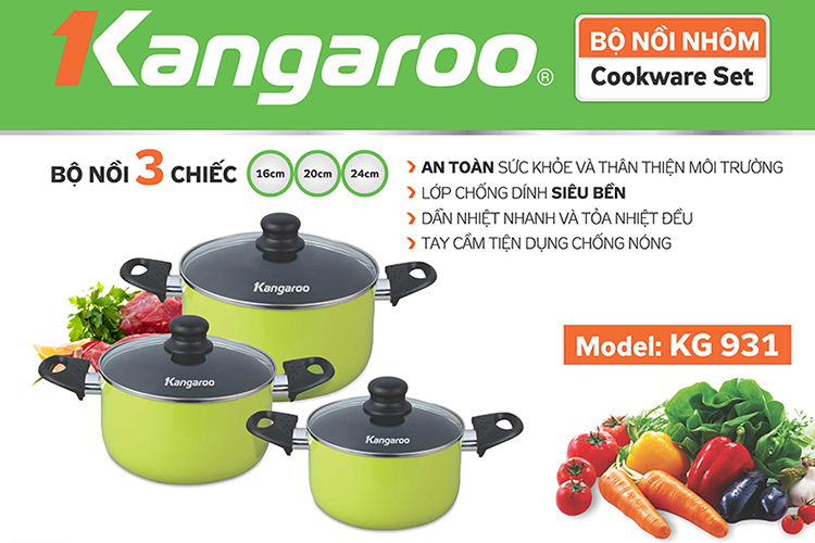 Bộ nồi nhôm Kangaroo KG931