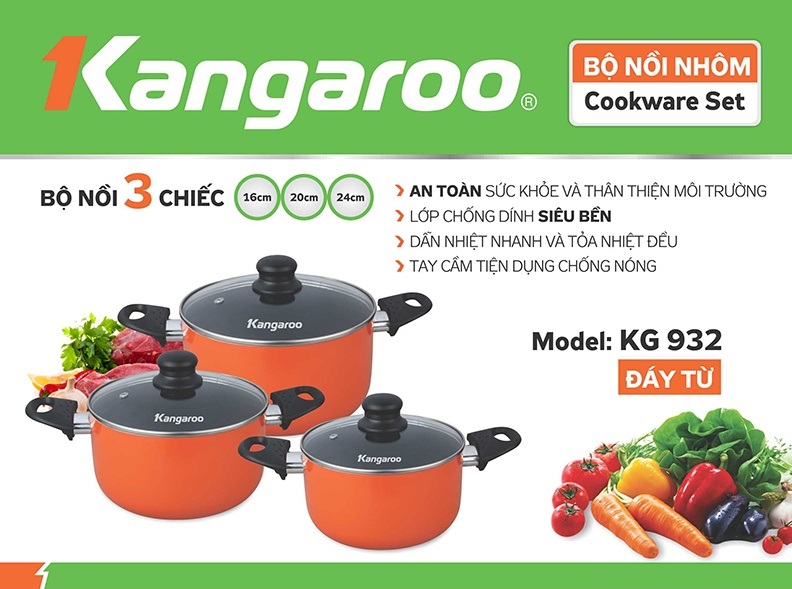 Bộ nồi nhôm Kangaroo KG932