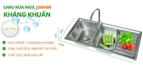 Chậu rửa Inox kháng khuẩn KG 10545R