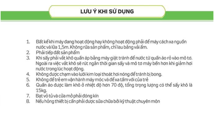 lưu ý khi sử dụng