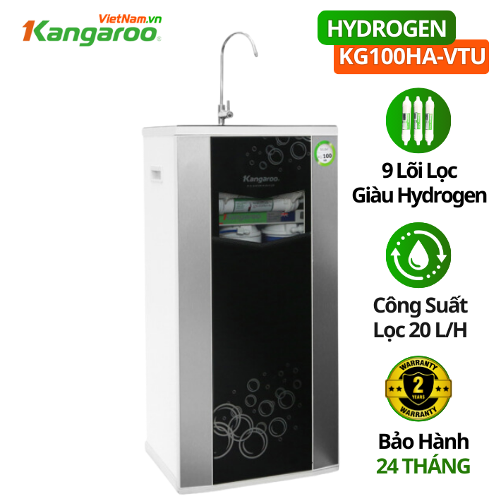 Máy lọc nước Kangaroo Hydrogen KG100HA VTU, 9 lõi, có vỏ