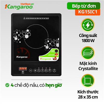 Bếp điện từ đơn Kangaroo KG15IC1, 1800W, Tặng kèm nồi