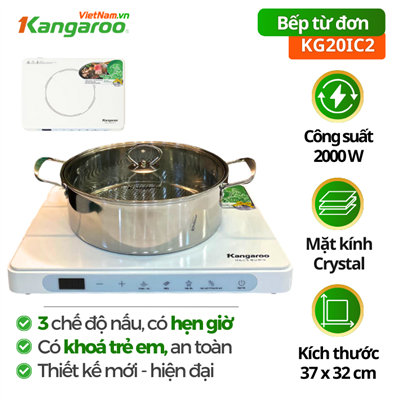 Bếp điện từ đơn Kangaroo KG20IC2, 2000W, cảm ứng