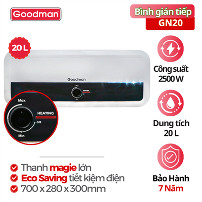 Bình tắm nước nóng Goodman GN20, 20 lít, 2500 W