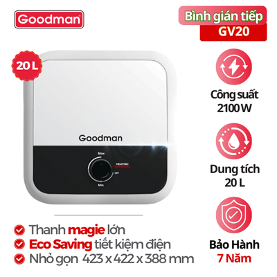 Bình tắm nước nóng Goodman GV20, 20 lít, 2100 W