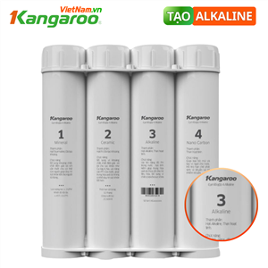 Bộ 4 lõi tạo Alkaline Kangaroo: Mineral, Ceramic, Alkaline, Nano Carbon