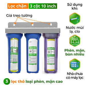 Bộ lọc chặn đầu nguồn 3 cốc 3 lõi 10 inch