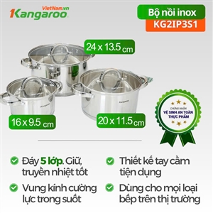 Bộ nồi inox cao cấp 5 lớp Kangaroo KG2IP3S1