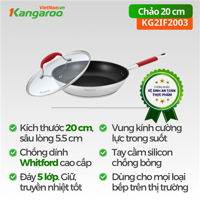 Chảo inox chống dính đáy từ Kangaroo KG2IF2003