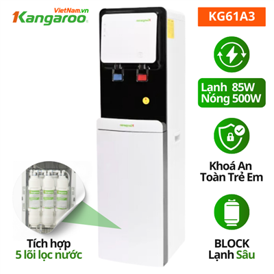 Cây nóng lạnh kiêm lọc nước RO KG61A3, block, 5 lõi, 10L/h