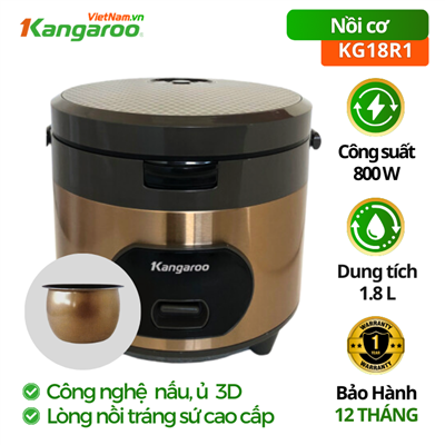 Nồi cơm điện Kangaroo KG18R1, 800W, 1.8 lít