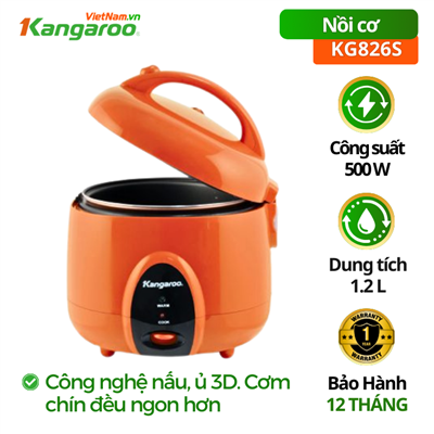 Nồi cơm điện Kangaroo KG826S, 500W, 1.2 lít