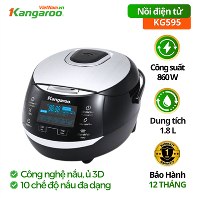 Nồi cơm điện tử Kangaroo KG595, 860W, 1.8 lít