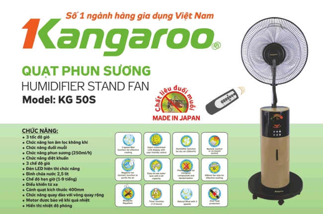 Quạt phun sương Kangaroo KG50S tinh tế và hiện đại 