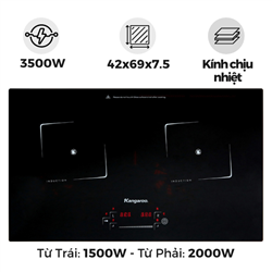 Bếp điện từ đôi Kangaroo KG435i, 3500W, Hẹn giờ 3 tiếng