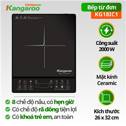 Bếp điện từ đơn Kangaroo KG18IC1, 2000W, 8 chế độ nấu