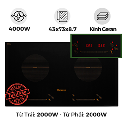 Bếp từ đôi Thái Lan KG858i, từ trái 2000W, phải 2000W