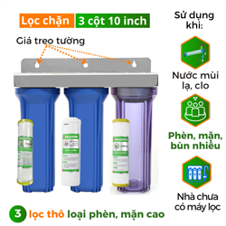 Bộ lọc chặn đầu nguồn 3 cốc 3 lõi 10 inch