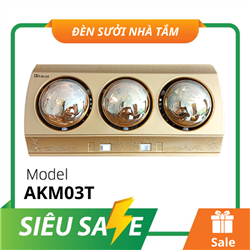 Đèn sưởi nhà tắm 3 bóng Ankomi AKM03T, công suất 825W, tự ngắt khi quá nhiệt