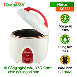 Nồi cơm điện cao cấp Kangaroo KG828, 700W, 1.5 Lít