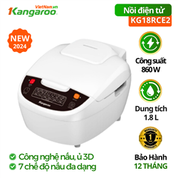 Nồi cơm điện tử Kangaroo KG18RCE2, 860w, 1.8 lít