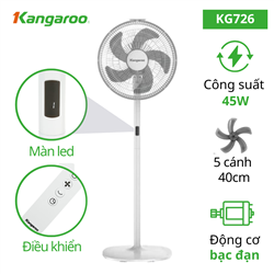 Quạt đứng Kangaroo KG726, 45W, Remote + Hẹn giờ 8 tiếng