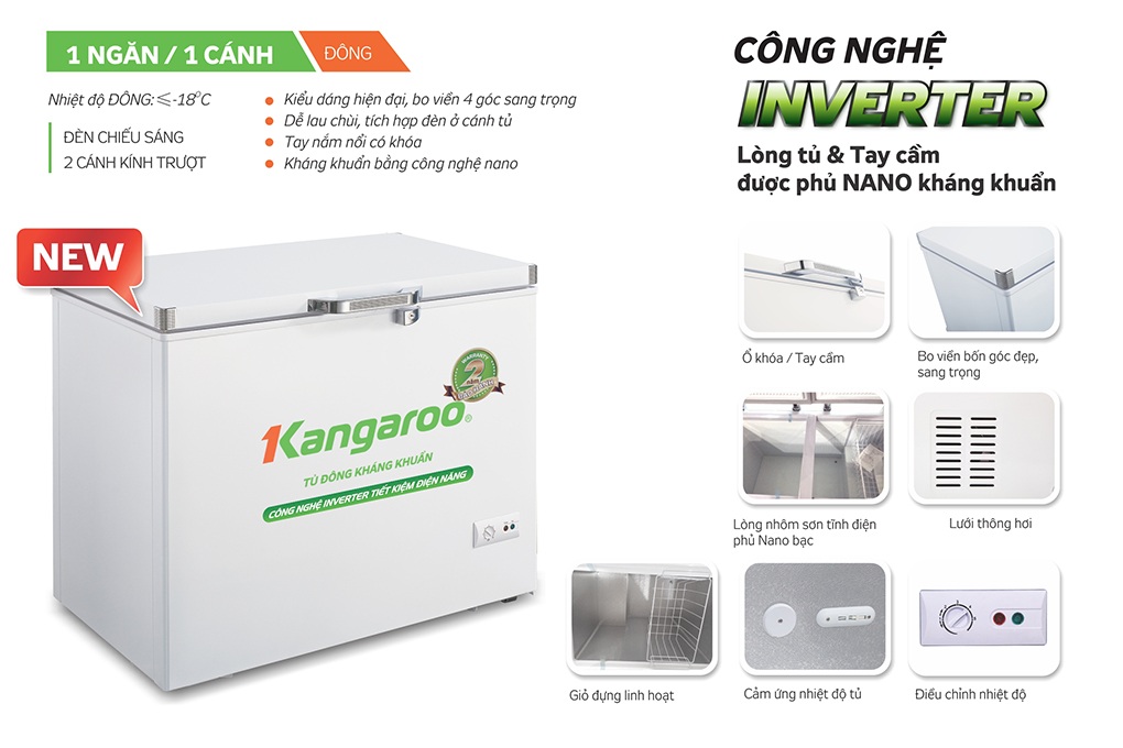 Tủ đông kháng khuẩn Kangaroo KG428IC1